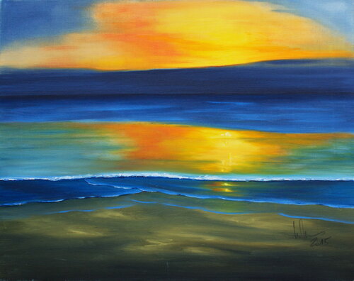 Abendstimmung am Meer I van Ulla M. Neuhaus, Schilderij te koop op Singulart