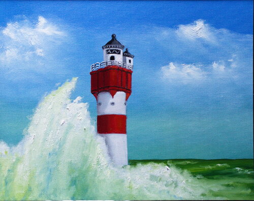 Leuchtturm "Roter Sand" by Ulla M. Neuhaus, Painting for Sale on Singulart