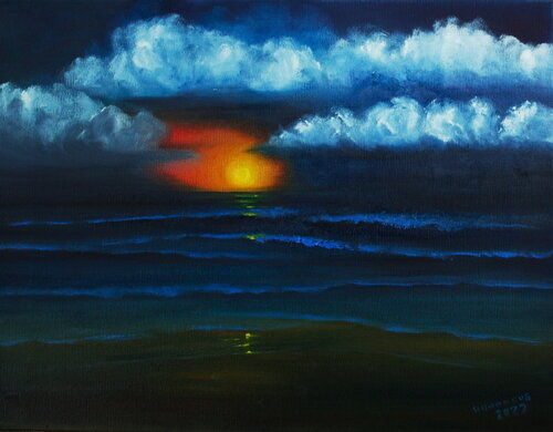 Sunset by the sea di Ulla M. Neuhaus, Pittura in vendita su Singulart