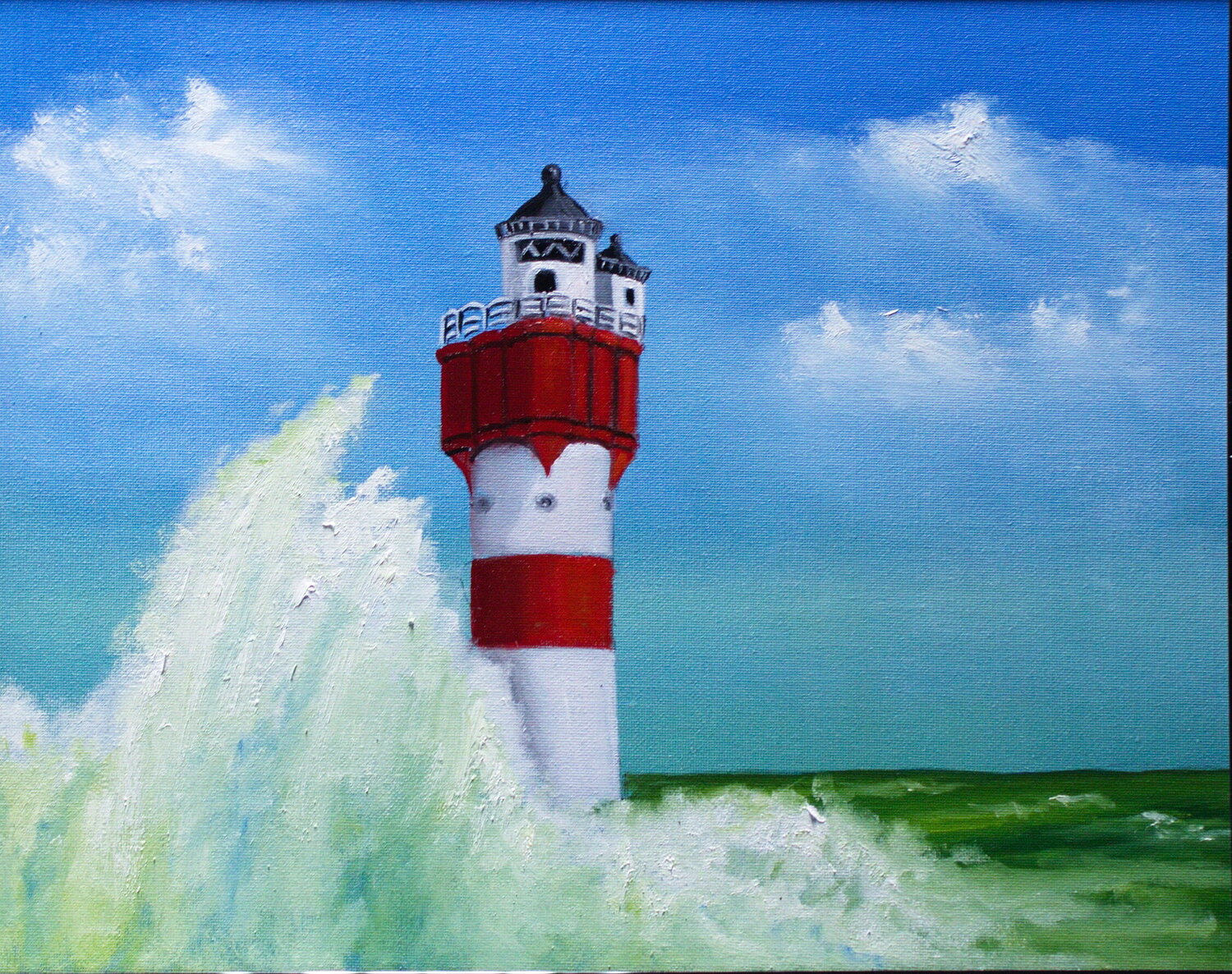 Leuchtturm "Roter Sand" Ulla M. Neuhaus Original painting for sale