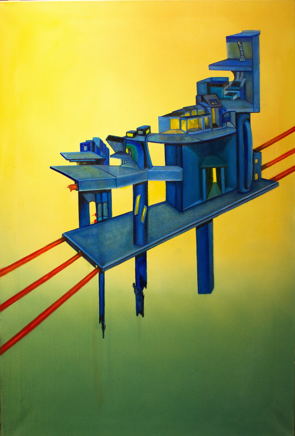 City on a downward slide Ulla M. Neuhaus Dipinto originale in vendita