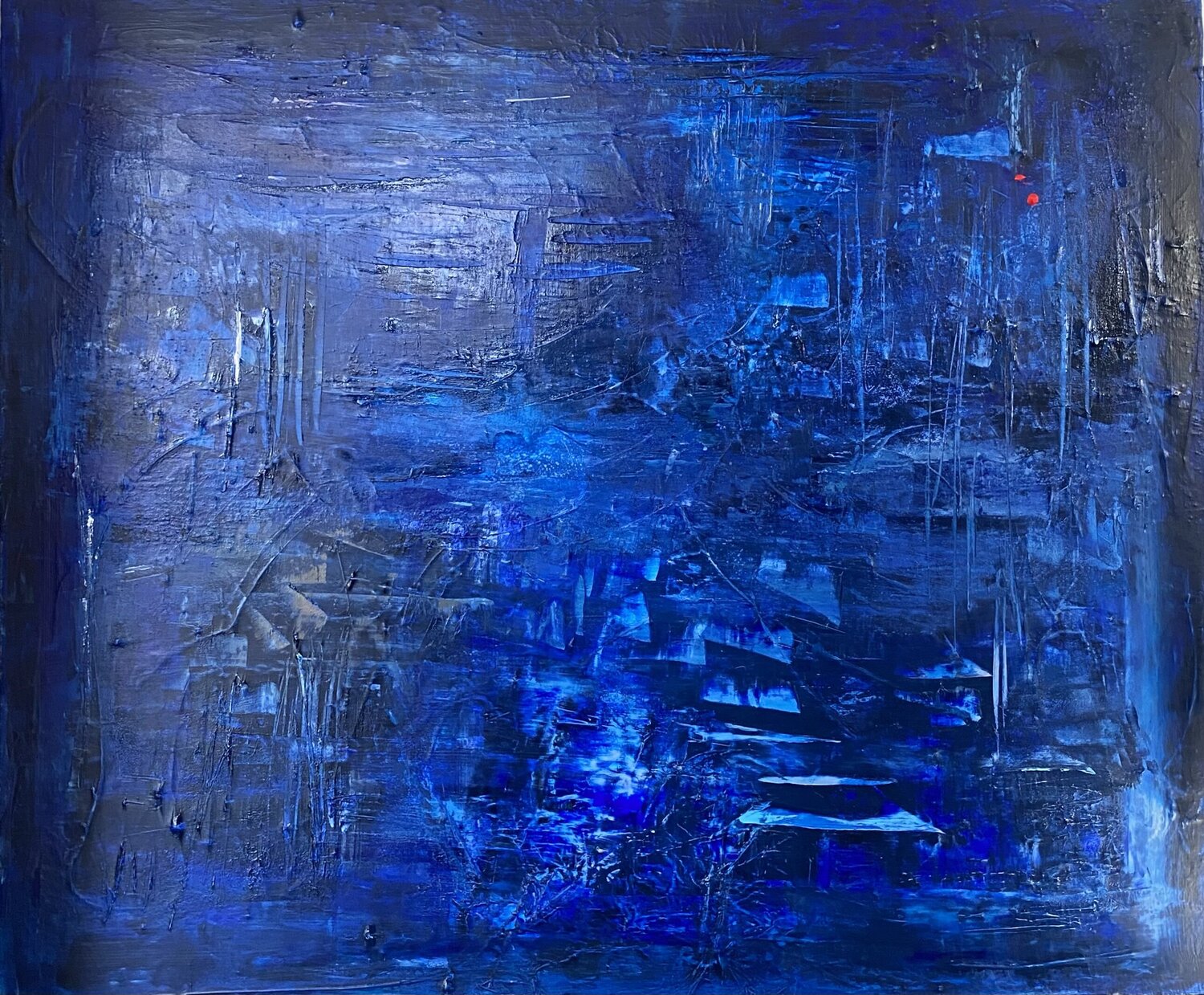 L intérieur du bleu Christine Barth Mroz Originalgemälde zu verkaufen