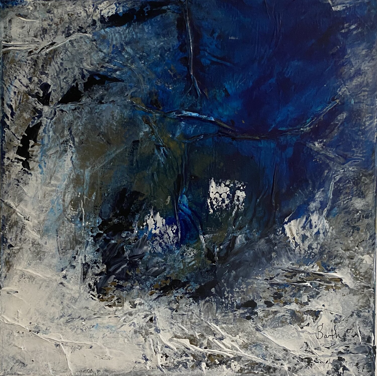 Le mystère bleu Christine Barth Mroz Originalgemälde zu verkaufen
