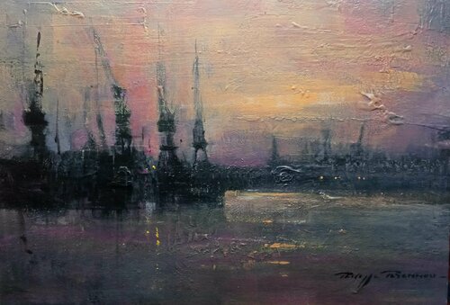 les docks , Blohm +Voss de Hambourg , réf : 231 van Philippe Perennou, Schilderij te koop op Singulart