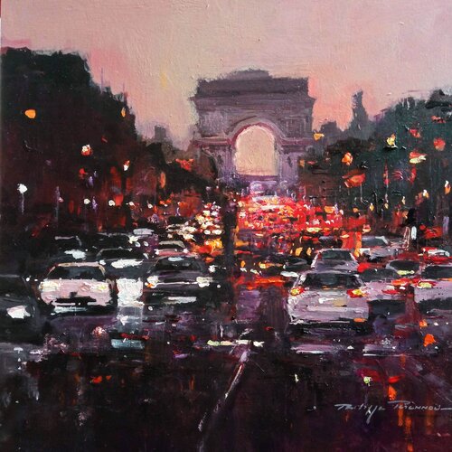 Paris , les Champs Elysées , réf : 2542 di Philippe Perennou, Pittura in vendita su Singulart