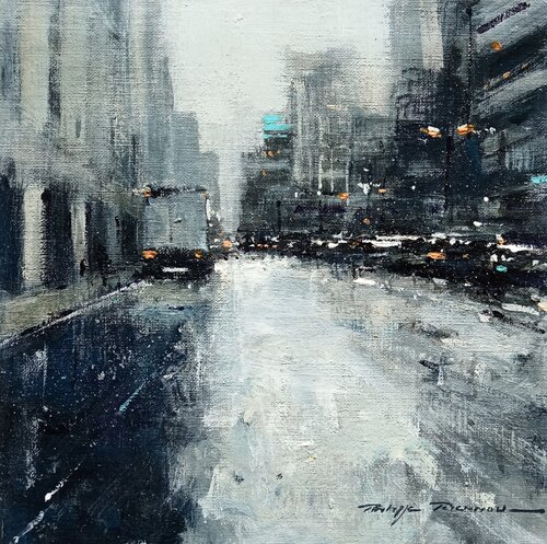 "Matin de neige à Brooklyn n°  2133" série petits formats di Philippe Perennou, Pittura in vendita su Singulart