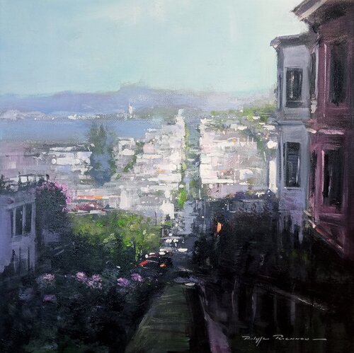 San Francisco , lombard street, n° 2363 di Philippe Perennou, Pittura in vendita su Singulart