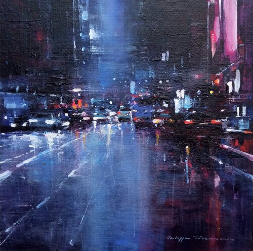 New York  Times Square, n° 2643 série petits formats di Philippe Perennou, Pittura in vendita su Singulart
