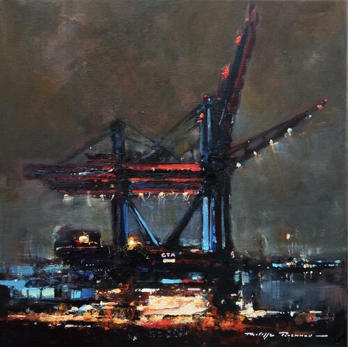 Hambourg terminal Altenwerder 2 n° 2443 di Philippe Perennou, Pittura in vendita su Singulart