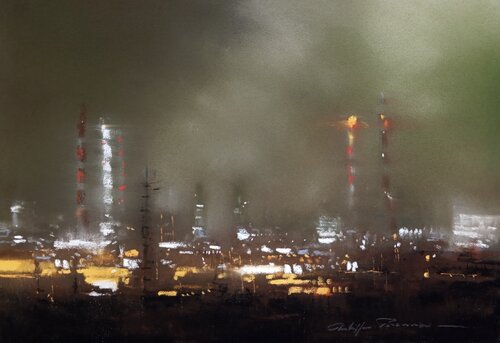 Tarragona , site pétrochimique N°2145 von Philippe Perennou, Malerei kaufen auf Singulart