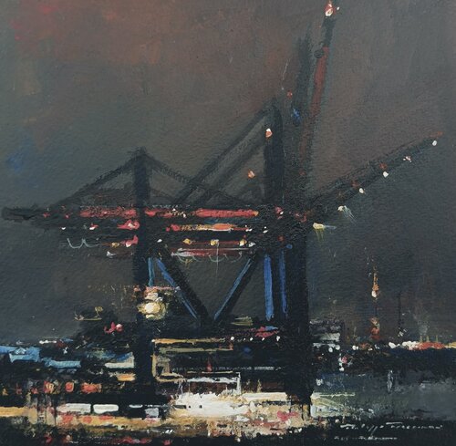 "Hambourg 2 " terminal Altenwerder , N° 2314 de Philippe Perennou, Pintura a la venta en Singulart