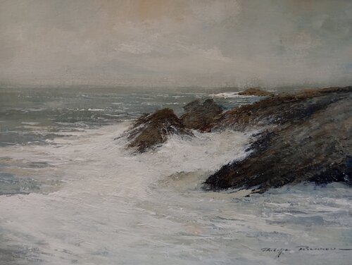 Quiberon, Tempête à port Guibello N°254 de Philippe Perennou, Pintura a la venta en Singulart
