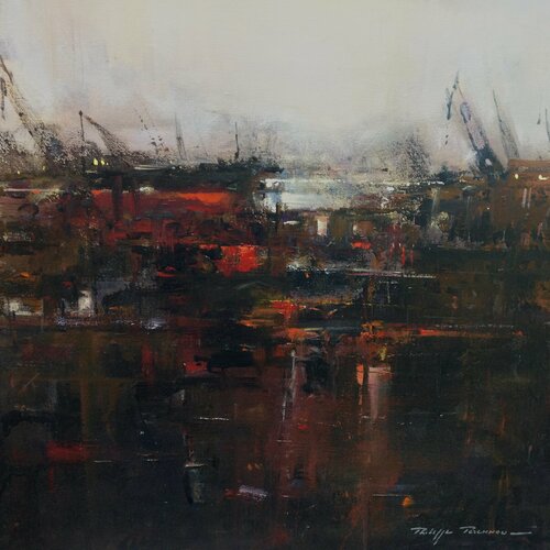 "Impressions portuaires"   réf : 7917 van Philippe Perennou, Schilderij te koop op Singulart