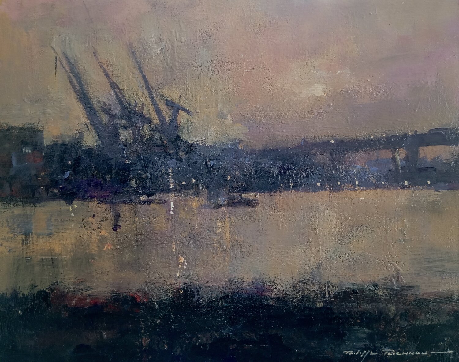 Nantes  impression portuaire , n° 2373 Philippe Perennou Originalgemälde zu verkaufen