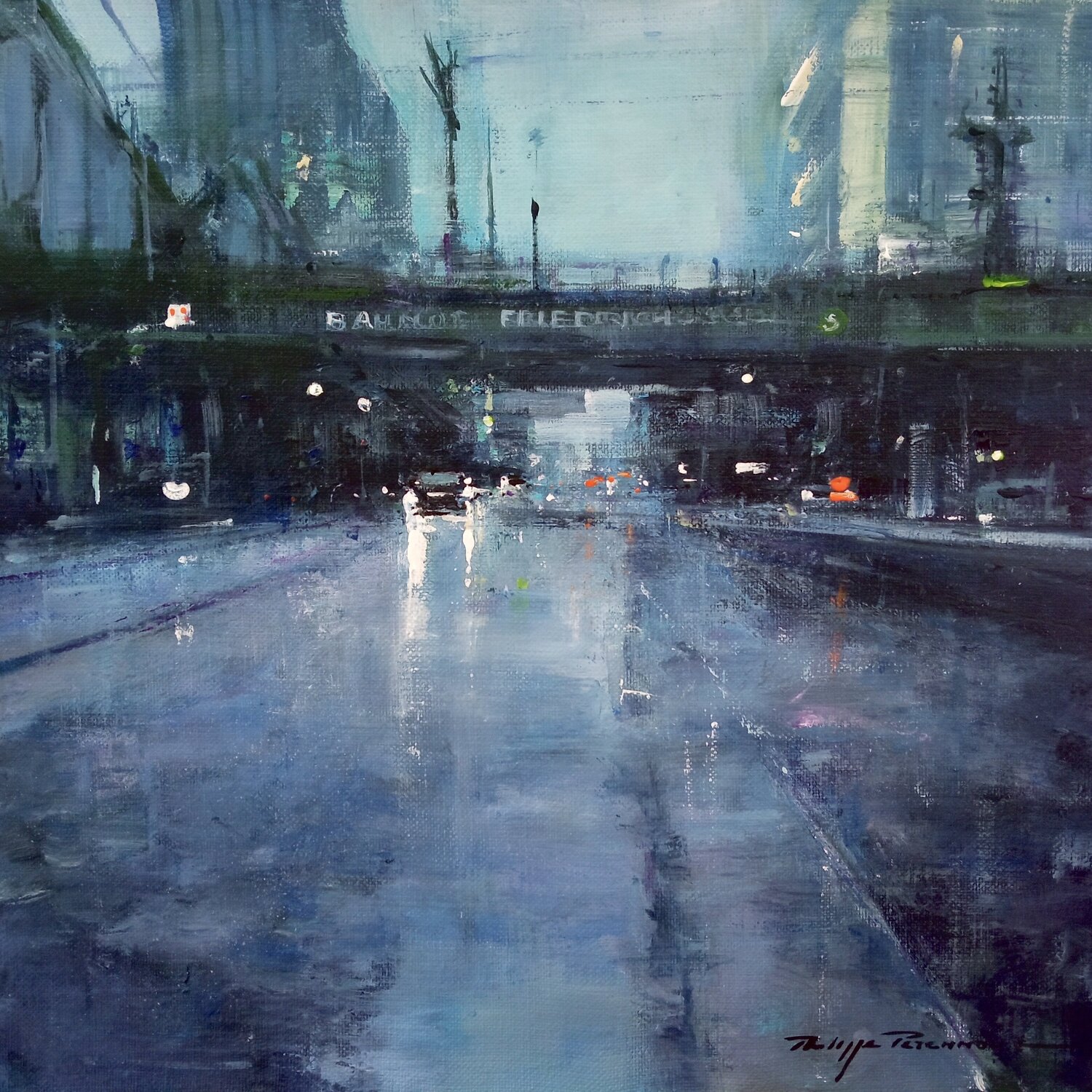 Berlin ,la gare de Bahnhof Friedrichstrasse , N° 2194 Philippe Perennou Originalgemälde zu verkaufen