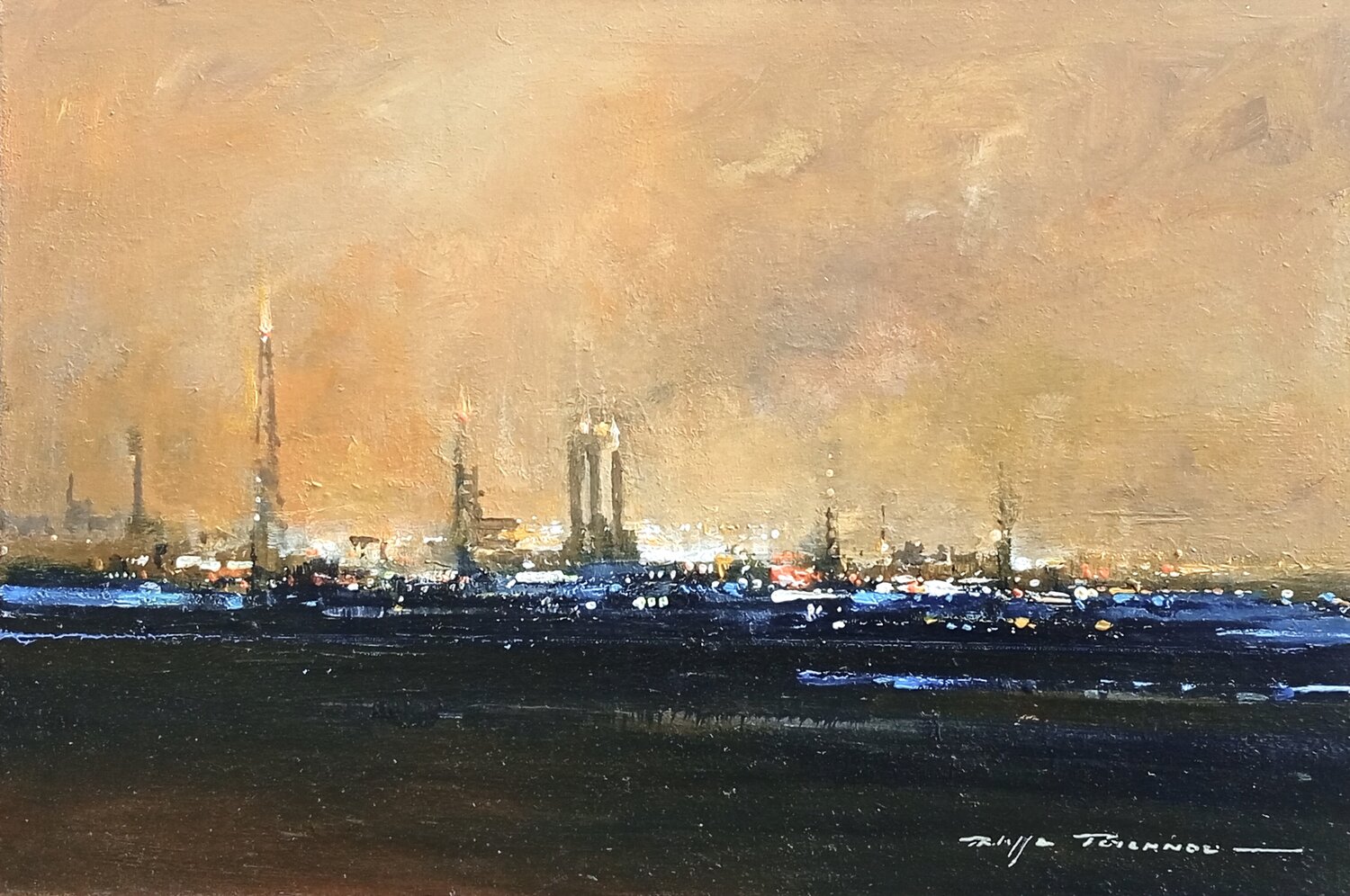Tarragona , site pétrochimique , N° 2284 Philippe Perennou Originalgemälde zu verkaufen