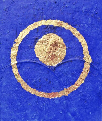Blue Golden space von Anne-Sophie A Bettembourg, Malerei kaufen auf Singulart