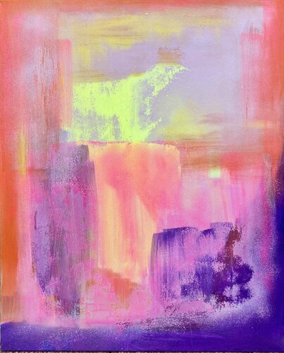Sunset Pinky mountains di Anne-Sophie A Bettembourg, Pittura in vendita su Singulart