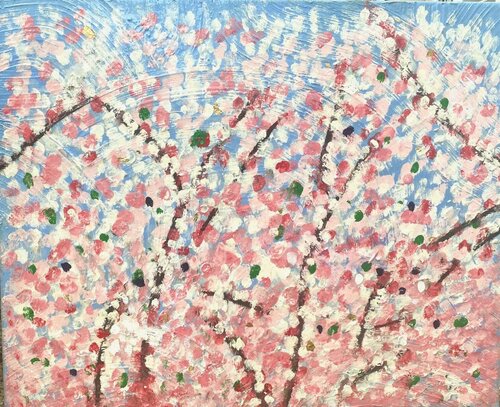 Pink flowers de Anne-Sophie A Bettembourg, Pintura a la venta en Singulart