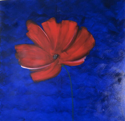 Red flower di Anne-Sophie A Bettembourg, Pittura in vendita su Singulart