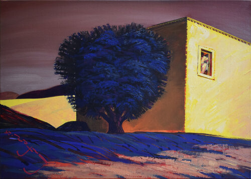 Earth Landscapes (House on the Hill) van Alexander Lufer, Schilderij te koop op Singulart