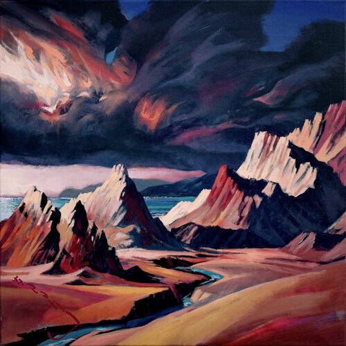 Earth Landscapes (Green River) van Alexander Lufer, Schilderij te koop op Singulart