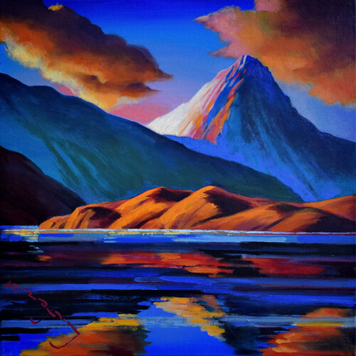 Earth Landscapes (Black Lake) by Alexander Lufer, Painting for Sale on Singulart