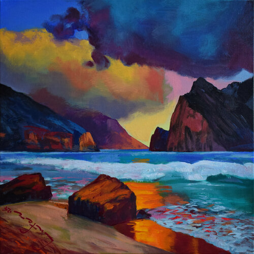 Earth Landscapes (Yellow Fog) de Alexander Lufer, Pintura a la venta en Singulart