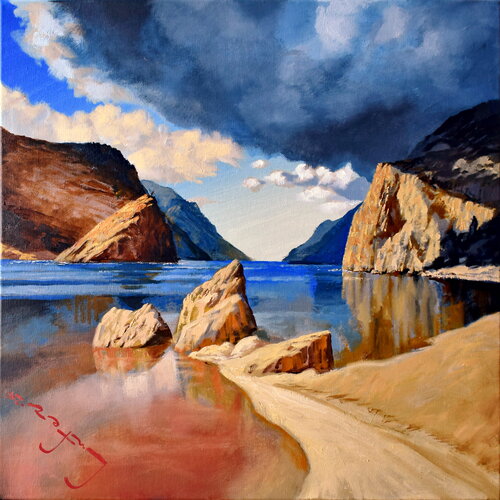 Earth Landscapes (Silver Clouds) van Alexander Lufer, Schilderij te koop op Singulart