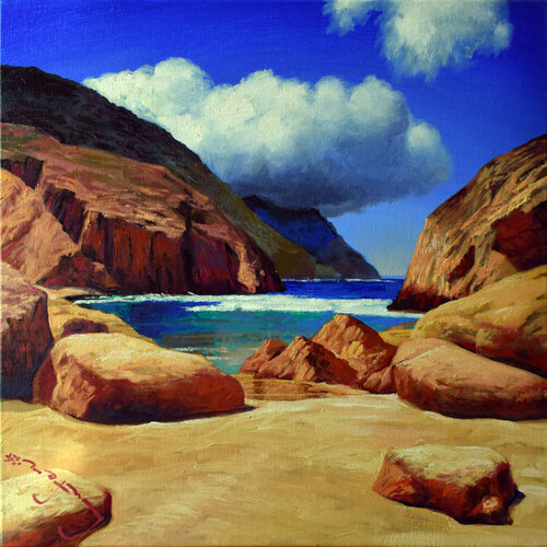 Earth Landscapes (Serenity Bay) par Alexander Lufer, Peinture en vente sur Singulart