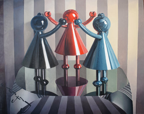 Girls on Cube by Alexander Lufer, Painting for Sale on Singulart