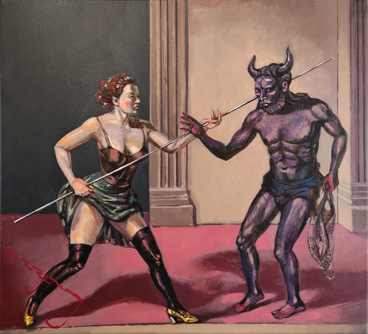 Watchmen (Minotaur Apotheosis) Alexander Lufer Original painting for sale