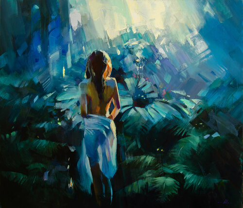In search of a fern flower van Khodakivskyi Vasyl, Schilderij te koop op Singulart