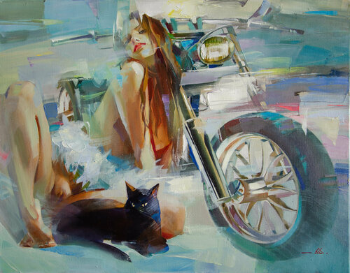 The biker show par Khodakivskyi Vasyl, Peinture en vente sur Singulart