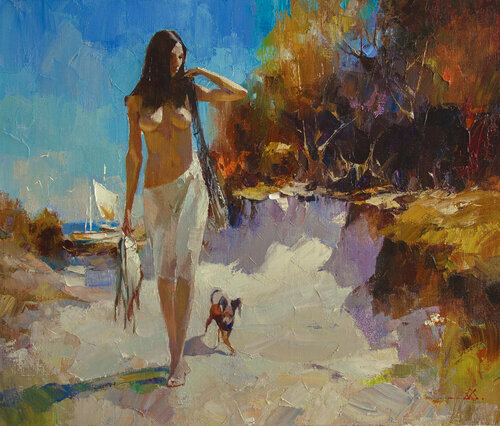 A fisherwoman von Khodakivskyi Vasyl, Malerei kaufen auf Singulart