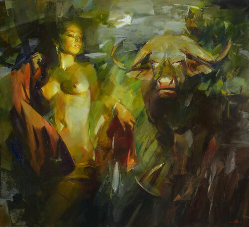 Glamorous games par Khodakivskyi Vasyl, Peinture en vente sur Singulart
