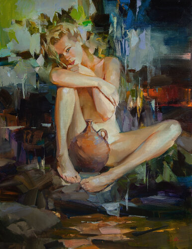 "By the Jug of Dreams" van Khodakivskyi Vasyl, Schilderij te koop op Singulart