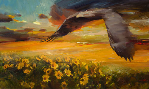Predator-Horde from the east di Khodakivskyi Vasyl, Pittura in vendita su Singulart