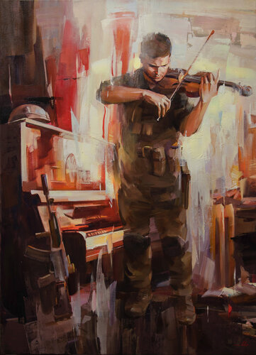 "Behind the scenes of the war. The Red Sonata" par Khodakivskyi Vasyl, Peinture en vente sur Singulart