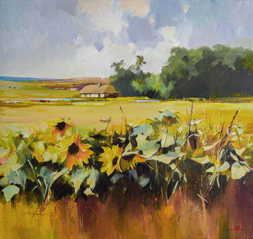 Withered sunflowers by Khodakivskyi Vasyl, Painting for Sale on Singulart