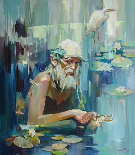 Lake Man di Khodakivskyi Vasyl, Pittura in vendita su Singulart