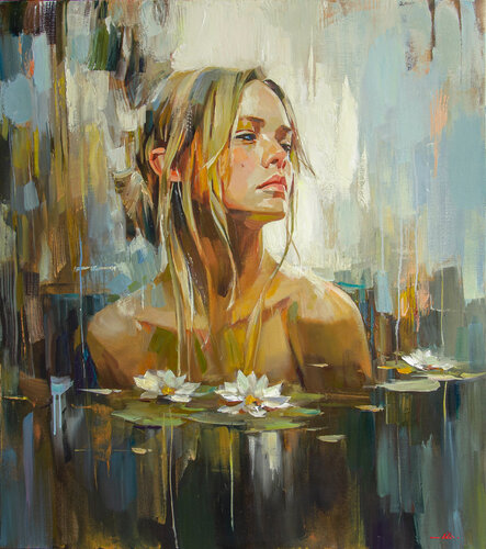 She is waiting van Khodakivskyi Vasyl, Schilderij te koop op Singulart