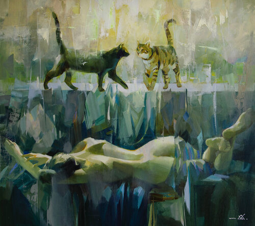 Serenade of the purring dawn von Khodakivskyi Vasyl, Malerei kaufen auf Singulart