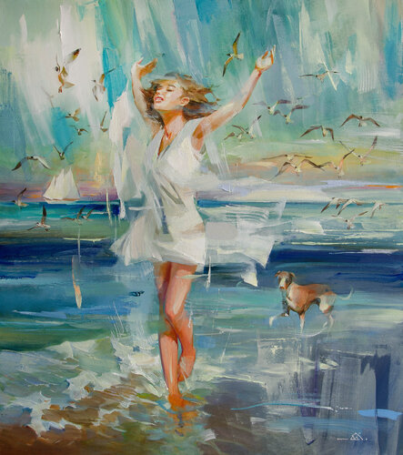 Meeting the sea by Khodakivskyi Vasyl, 油畫 for Sale on Singulart