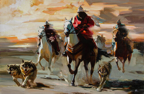 Twilight of the wild steppe de Khodakivskyi Vasyl, Pintura a la venta en Singulart