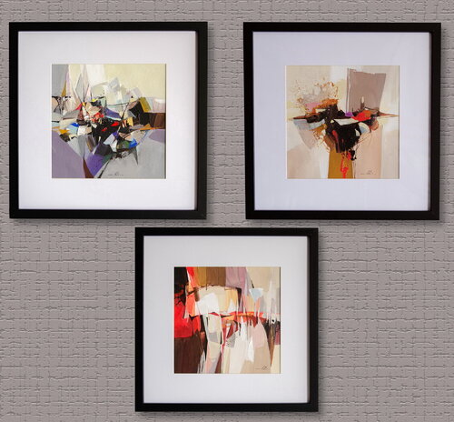 Set of Three Mini Abstract Paintings par Khodakivskyi Vasyl, Peinture en vente sur Singulart