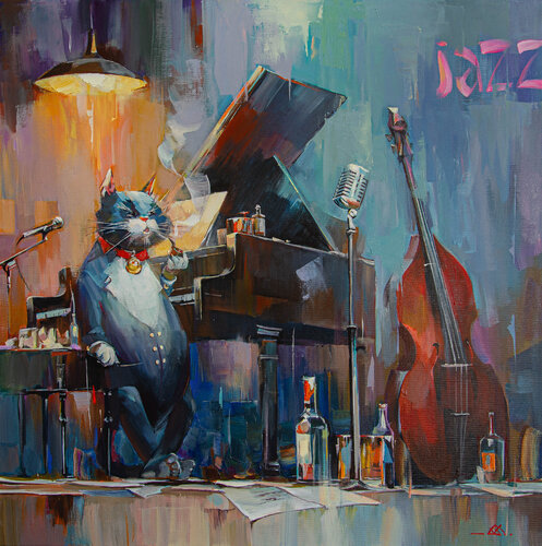 Maestro of Blue Notes by Khodakivskyi Vasyl, Painting for Sale on Singulart