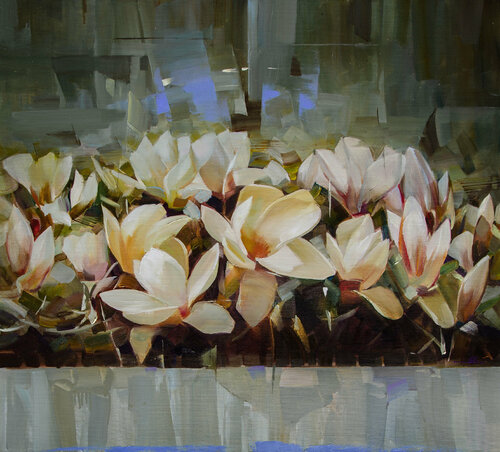 Magnolias are blooming de Khodakivskyi Vasyl, Pintura a la venta en Singulart