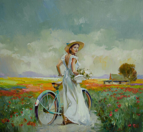 Grandma's guest di Khodakivskyi Vasyl, Pittura in vendita su Singulart