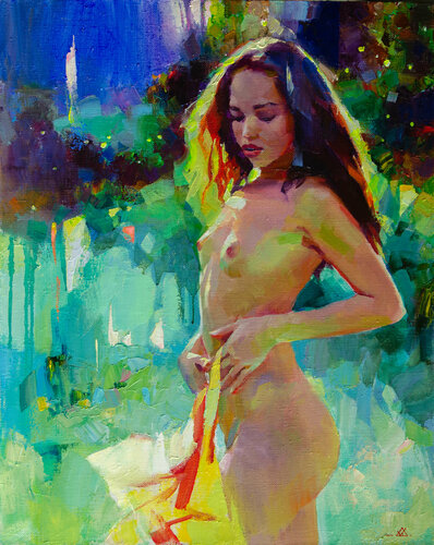 The magic of a summer night di Khodakivskyi Vasyl, Pittura in vendita su Singulart